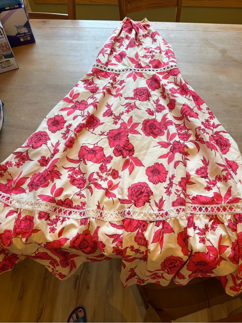 Cupshe Cream Maxi Dress with Pink Floral Print - Picture 1 of 5